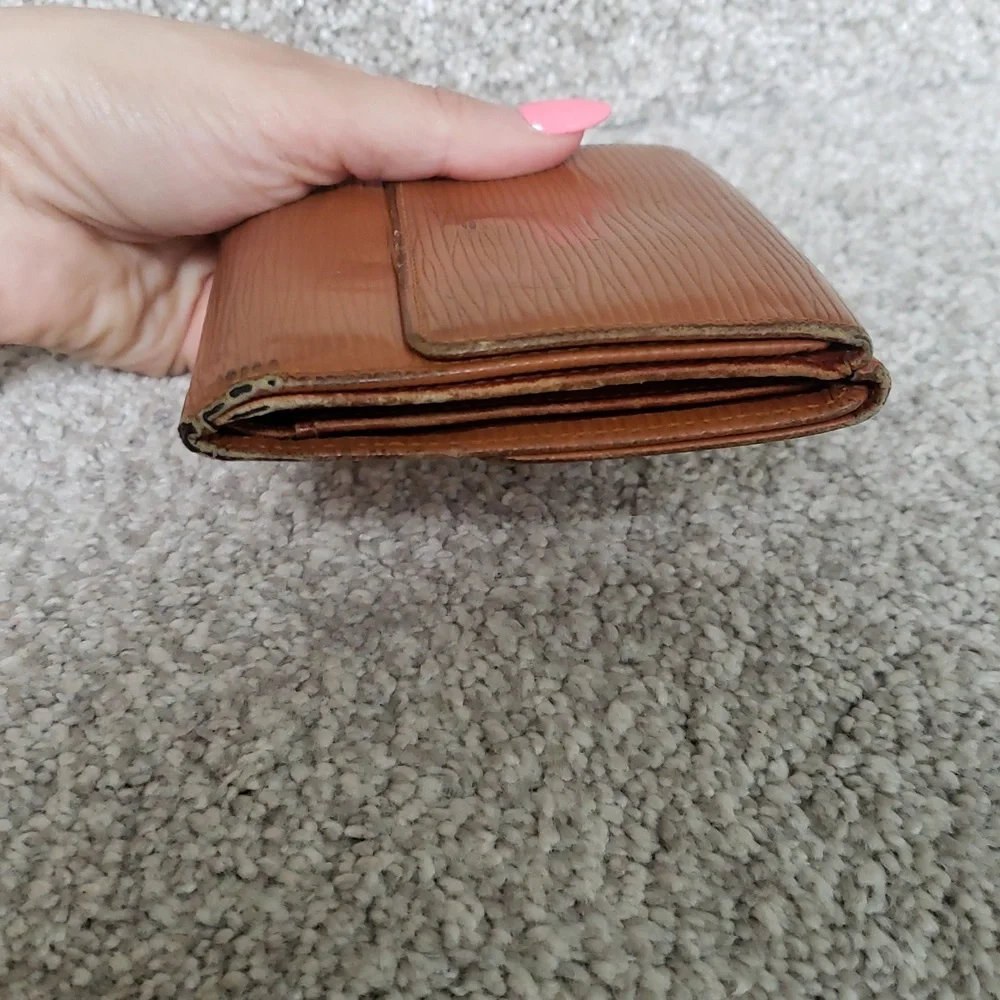 Louis Vuitton Cognac Brown Epi Leather Double Snap Wallet Authentic Vintage